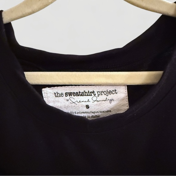 The Sweatshirt Project by French Laundry Black Cold Shoulder Ruffle Top Size S - Picture 2 of 3